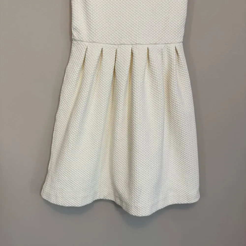 Anthropologie Ganni Textured Mini Dress Women S Cream Fit & Flare Short Sleeve - Picture 8 of 11
